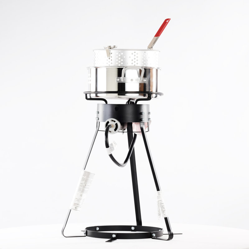 King Kooker Single Burner Propane Outdoor Cooker Kit with 10-Quart Aluminum Fry Pan and Punched Aluminum Basket