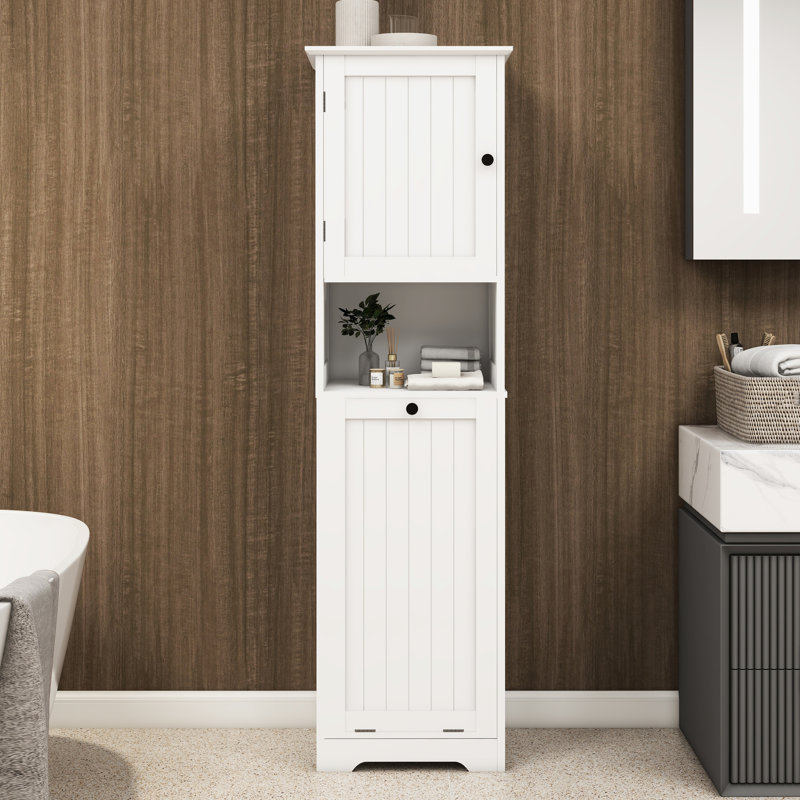 Armoire à lessive moderne blanche - une, E1, peinture, support de charge de 60 lb, économiseur d'espace, armoire de basculement à instructions de montage simple, capacité, facile à assembler rapidement, facilement et en douceur