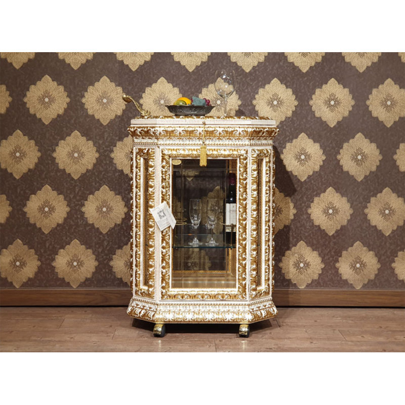Infinity Luxury Trolley Bar With Brass Accents, Ivory Gold