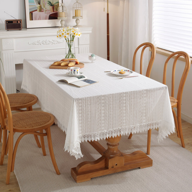 High Quality Washable Wrinkle Free Tablecloth With Tassel, 86 " L x 55" W