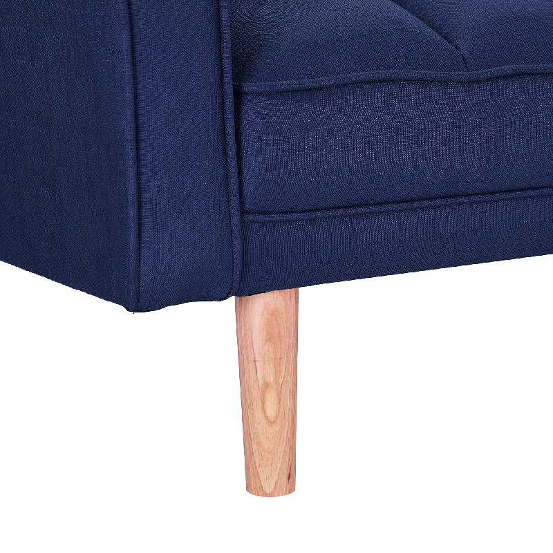 Canapé-lit simple à dossier capitonné Vikie, Polyester bleu
