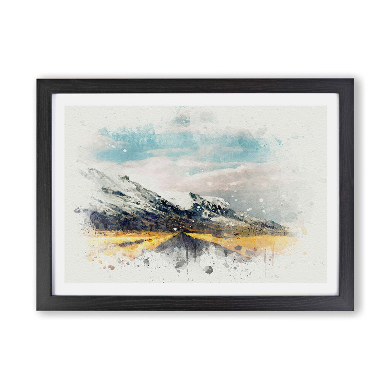 Road to the Mountains in Iceland - Framed Print, 45cm H x 63cm W x 2cm D, Black