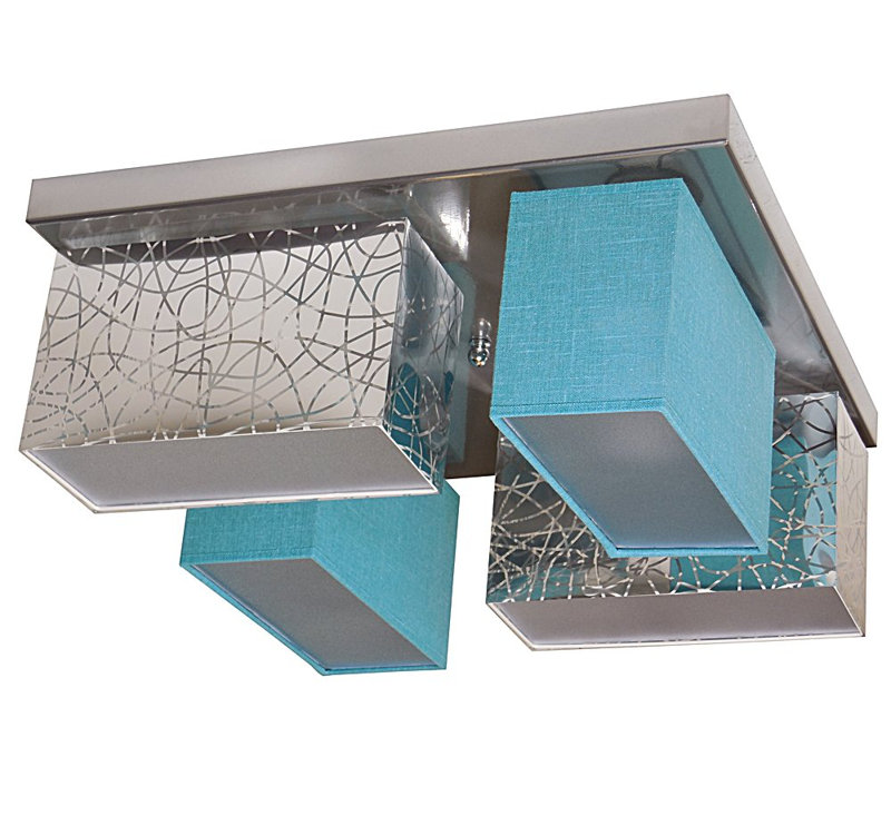 Pascoe Fabric Semi Flush Mount, Silver/Turquoise