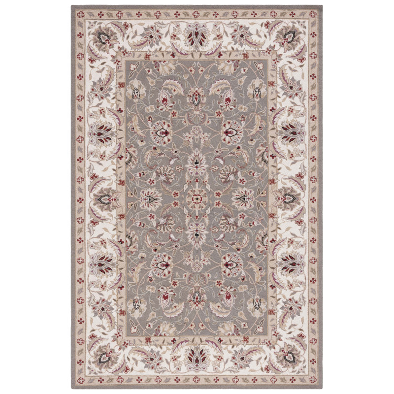 Hollander Hand Hooked Wool Taupe/Ivory Rug, Rectangle 2'9" x 4'9"