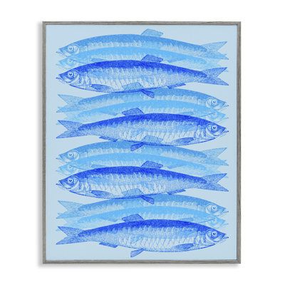 «Blue Layered Fish», art de la giclée encadrée par Daphne Polselli