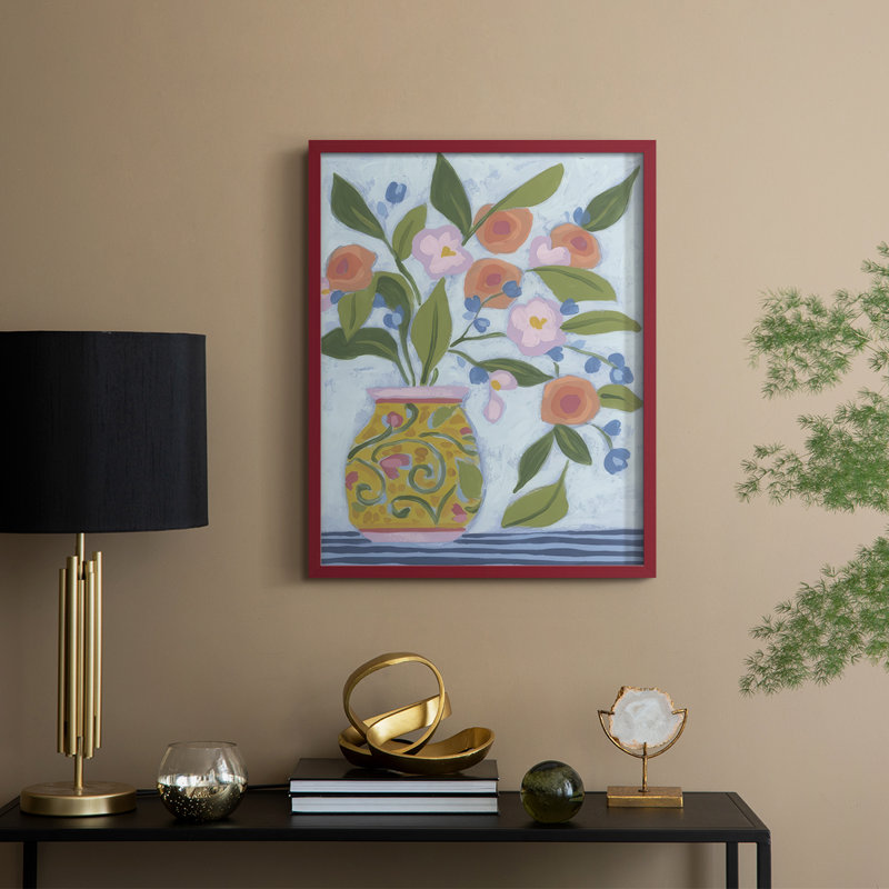 Bouquet Vibes I, reproduction encadrée - bois massif, H 21 po x l 17 po, Rouge