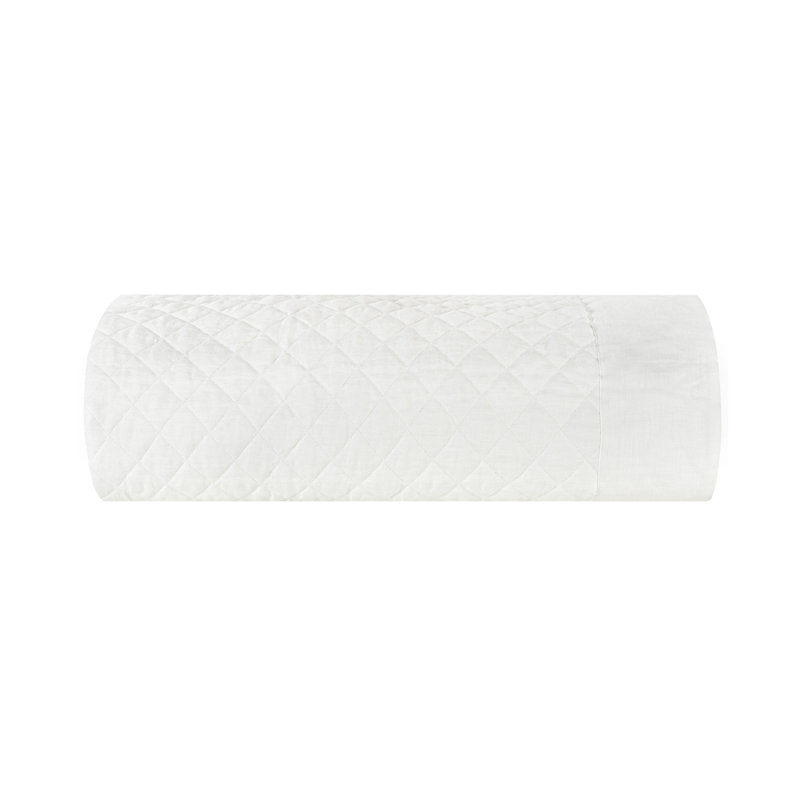 Hudson Linen_Quilted Coverlet, White