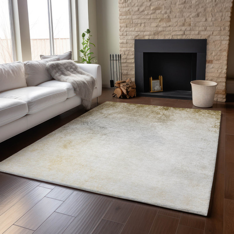 Tapis taupe Cerrito AMF601 lavable à la machine de qualité supérieure, Rectangle 10 pi x 14 pi