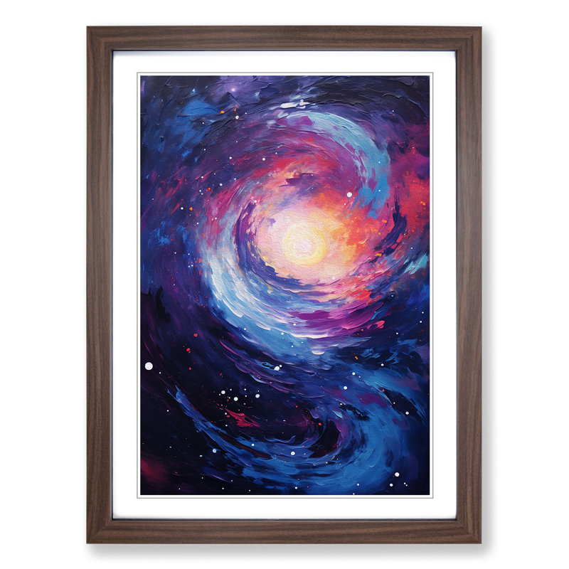 Galaxy Action Painting Art - Framed Print, Walnut Framed, 64cm H x 46cm W