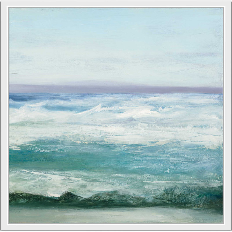 «Azure Ocean I», reproduction d'art sur toile, H 27,5 po x l 27,5 po x P 2 po, Cadre flottant blanc