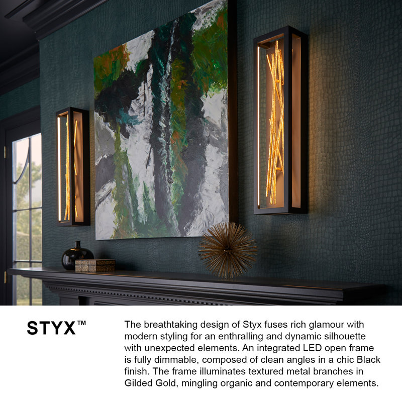 Styx 18" Black and Gilded Gold LED Flush Mount Light