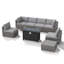 Ensemble de conversation modulaire en osier pour 6 personnes avec coussins-519986957