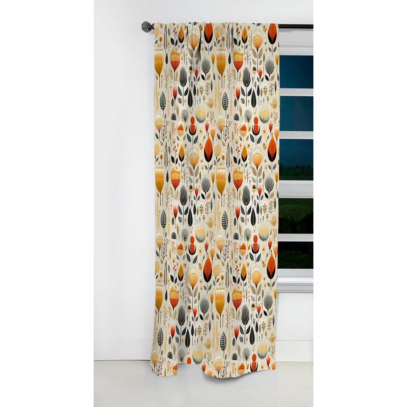 Rétro charme rétro scandinave - Rideau Mid-Century - Rideau géométrique occultant en velours - 1 panneau, L 52 po x L 63 po