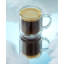 Tasses en verre cannelées empilables à double paroi avec poignée, 5,5 oz, ensemble de 2