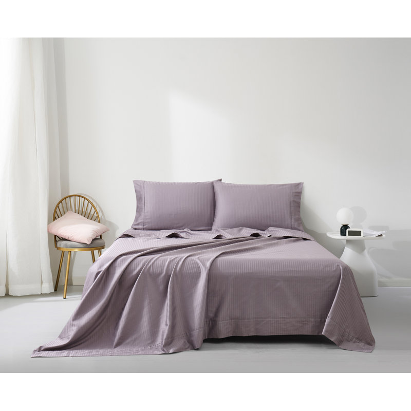 Ensemble de draps 100% coton 600 fils 600 fils jacquard, Très grand, Gris