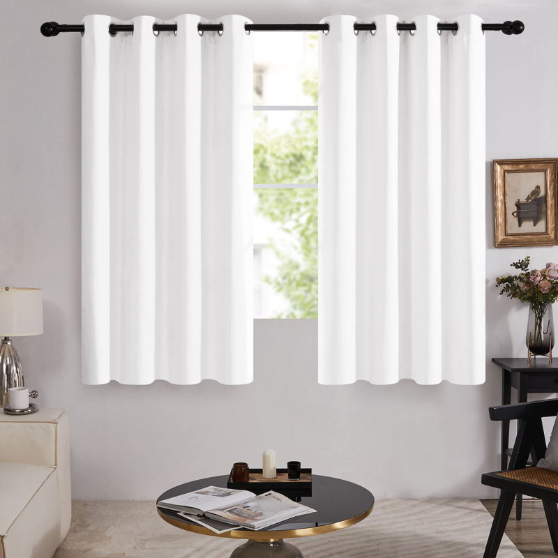 100 Percent Blackout with Liner Grommet Curtain Panel (Set of 4), Pure White, 52" W x 54" L