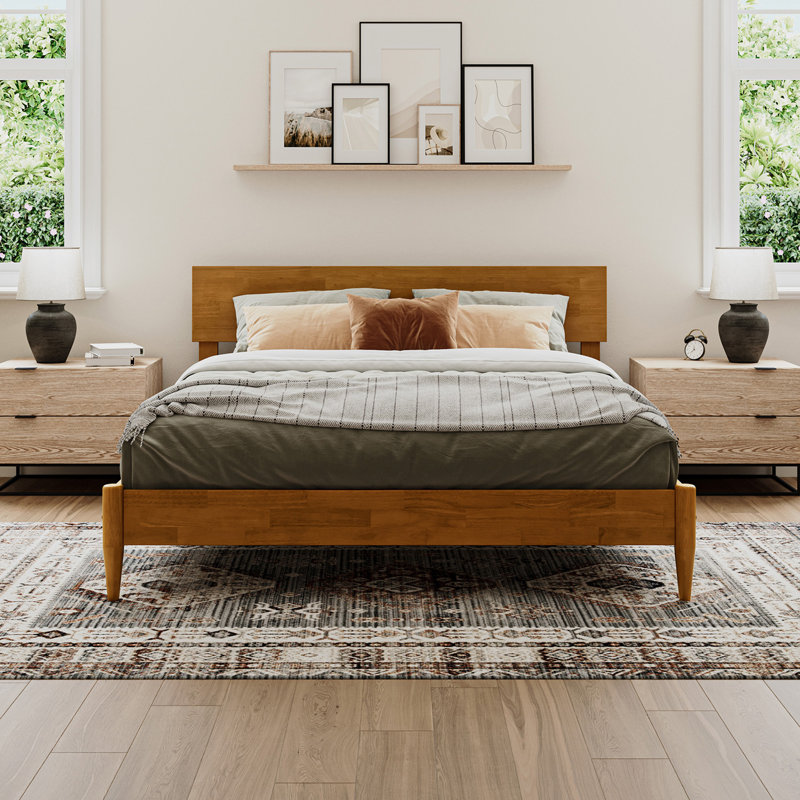 Amandaleigh Solid Wood Panel Bed, Light Toffee, Queen