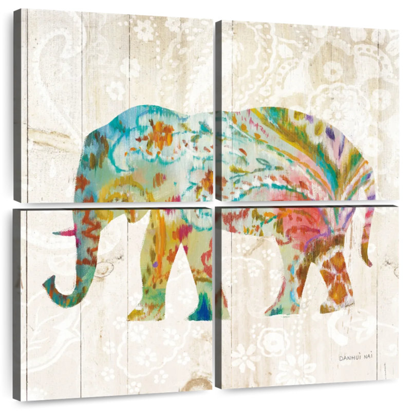 Brampt Boho Paisley Elephant II, 74" H x 74" W