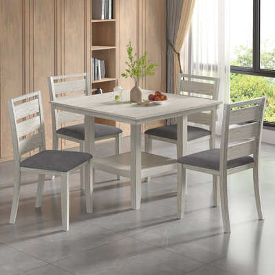 Ecker 6-Piece Solid Wood Dining Table Set, 66"-93" Extendable Large Dining Table With 4 Upholstered Chairs & 1 Long Bench For 6-8 People Space-Saving by Gracie Oaks