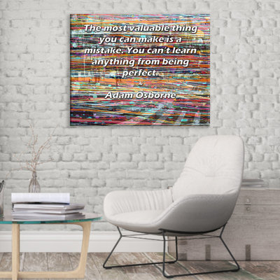 ArtsyQuotes Gallery Wrapped Canvas By Adam Osborne: "The most valuable thing you can make is a mistake. You can’t learn anything from being perfect."