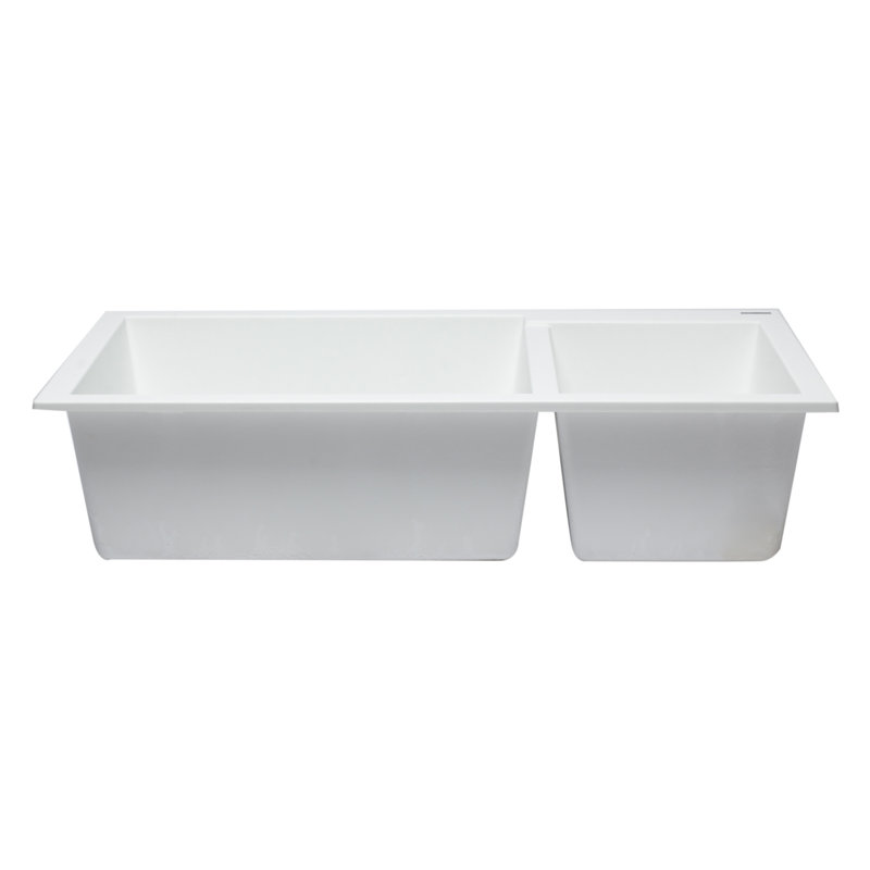 33.88'' L Double Bowl Granite Kitchen Sink, White