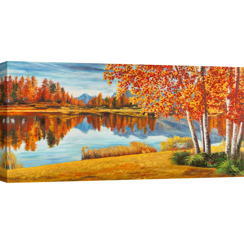 Forest on the Lake 1 Piece Wrapped Canvas Painting, 50cm H x 100cm W x 4cm D