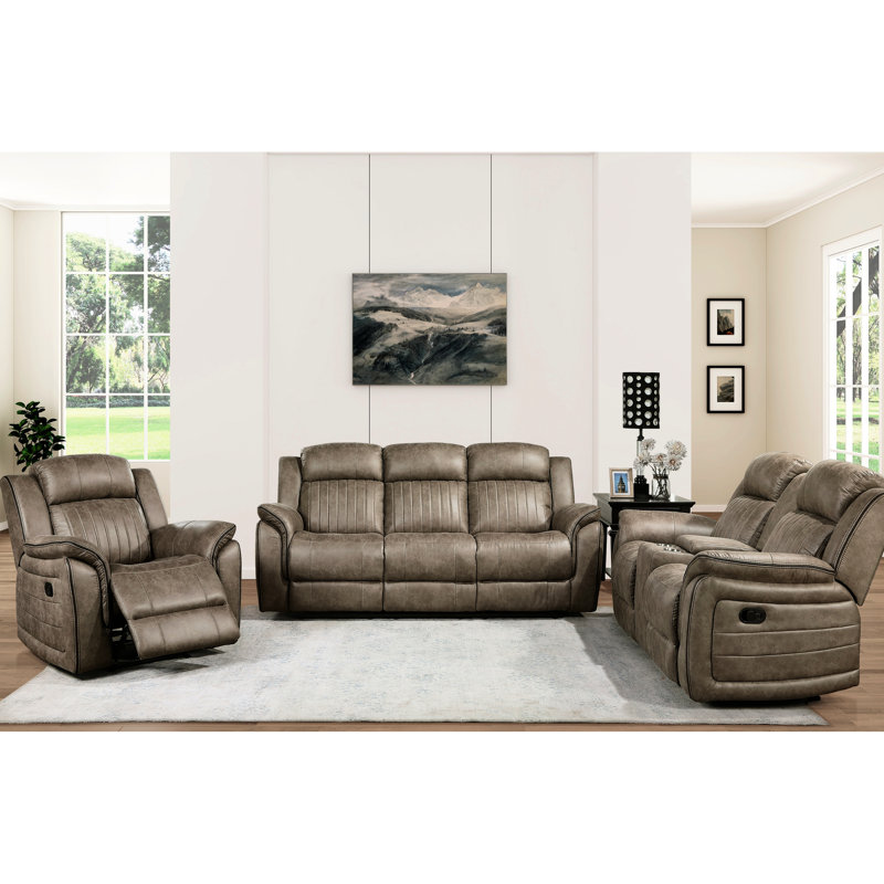Comfortable Reclining Furniture In Sandy Brown Microfiber With Pocket Coils Chair Feature And High Foam Padding