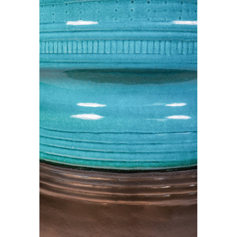 Ancaris Garden Stool, Aquamarine Gloss/Brown