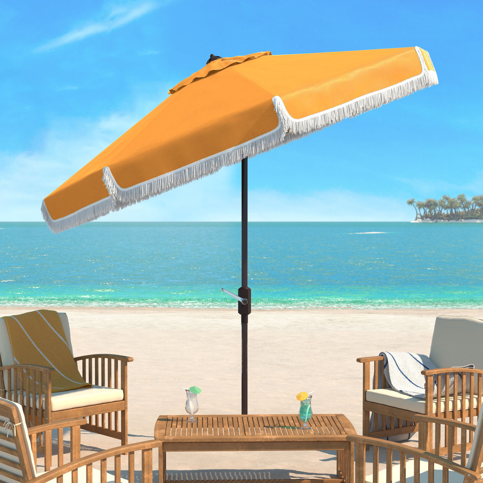Argentina 100.79'' Outdoor Umbrella, Yellow/White
