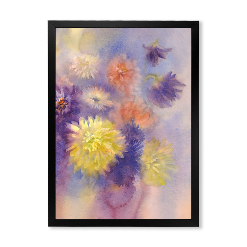 «Grunge Abstract Asters Bouquet II», reproduction d'art sur toile traditionnelle, L 12 po x H 20 po x P 1,5 po