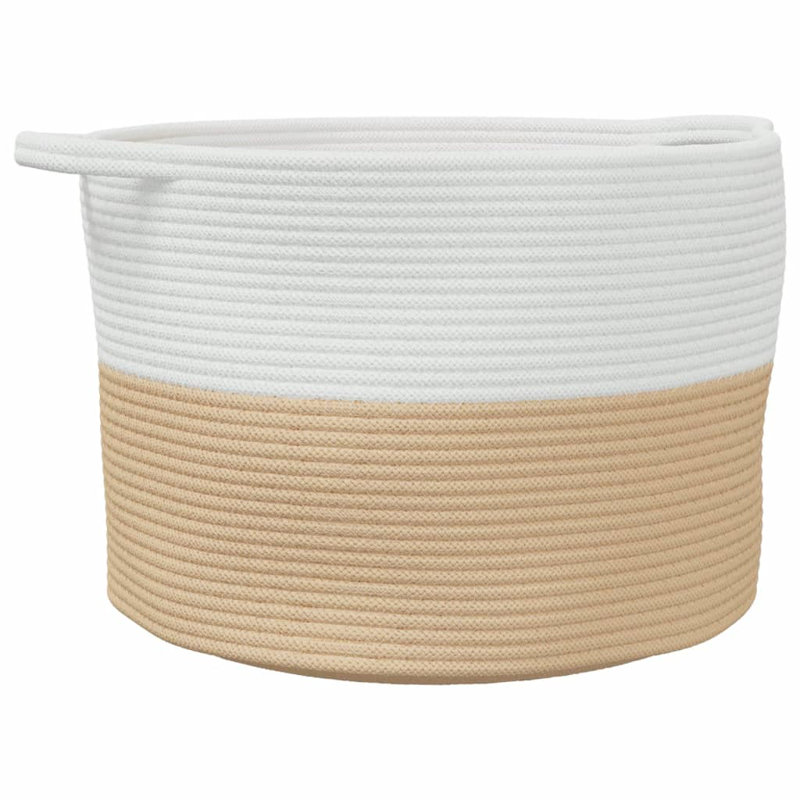 Laundry Basket with Handles, Beige/White