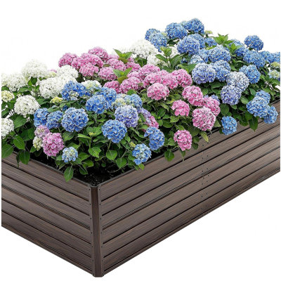 Woodgrain Aesthetic & Metal Strength: 8x4x2FT Galvanized Raised Garden Bed Kit - Large Outdoor Planter Box for Veggies, Fruits, Herbs