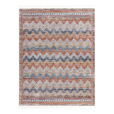 Tapis beige / pêche / bleu Iroda