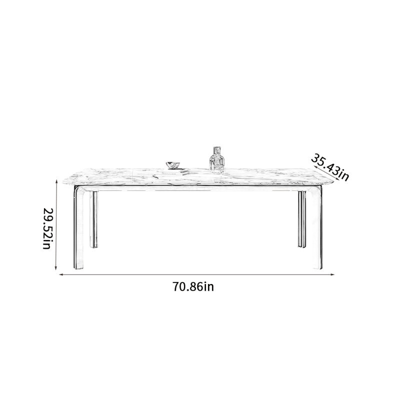 Wietske Metal Base Dining Table, 29.52"H x 70.86"L x 35.43"W