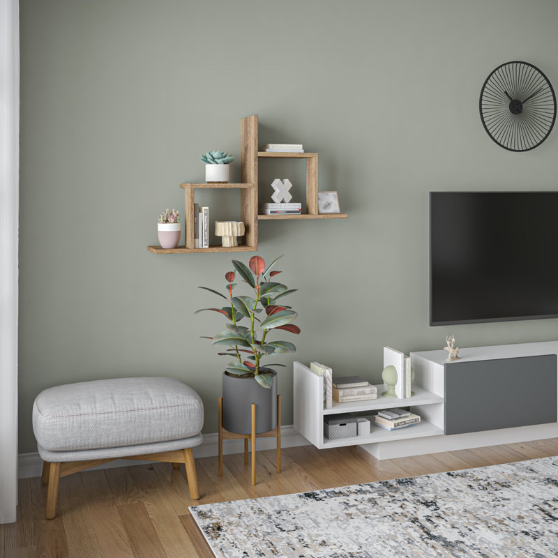Tablette murale moderne Carrasco, Noyer clair