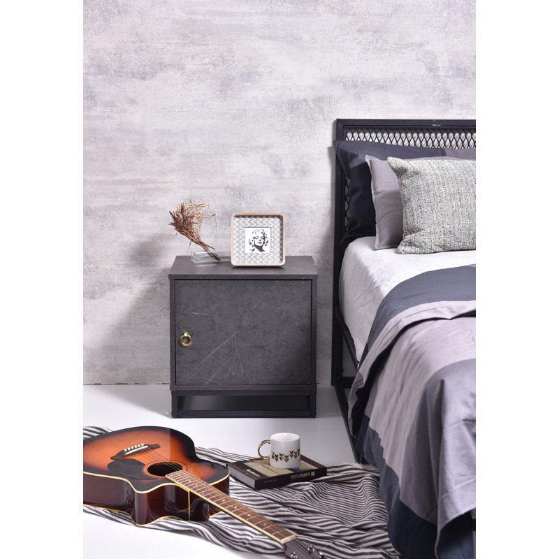 Bluebelle 50.2 cm W Bedside Table, Grey Stone