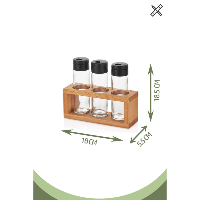 Freestanding Wood Spice Jar & Rack Set