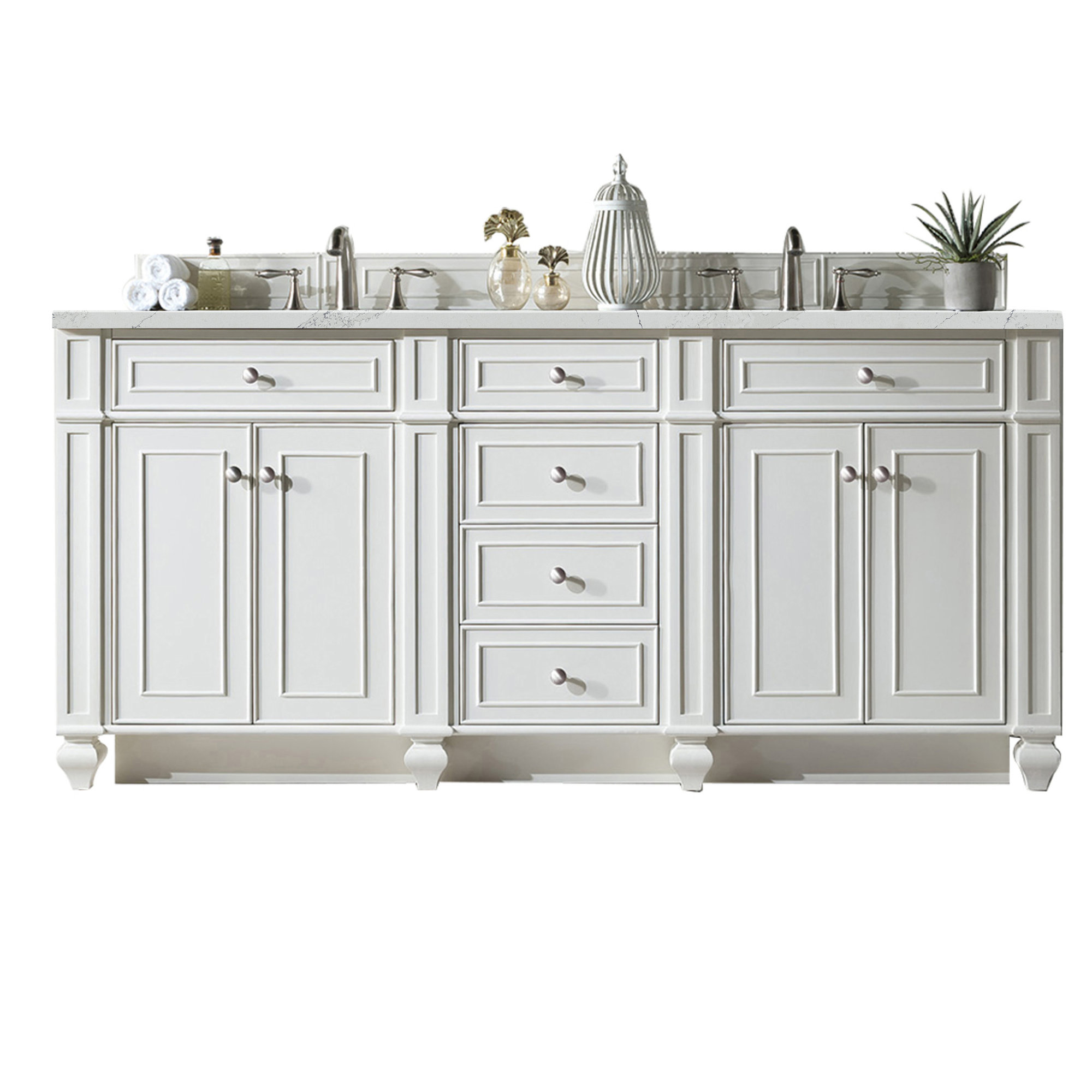 Bristol 72'' W Double Vanity, Ethereal Noctis, Bright White, 8" Widespread