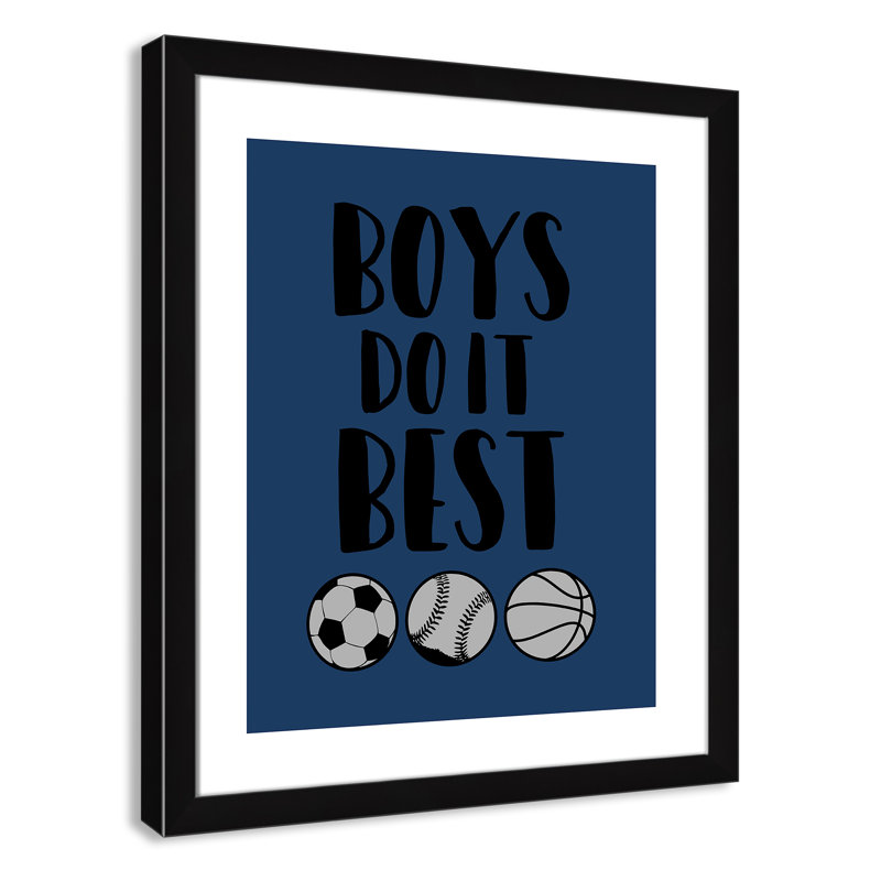 «Boy Do It», art encadré, H 26,5 po x l 22,5 po x P 0,6 po, Cadre noir