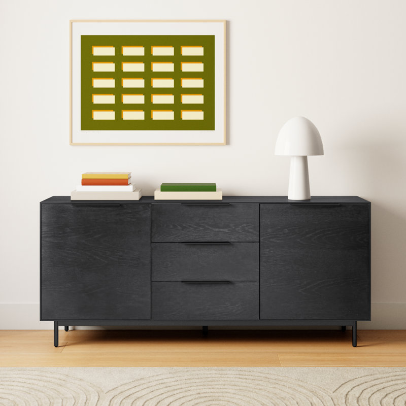 Ellis Fully Assembled Sideboard with Dovetail Drawers, Black