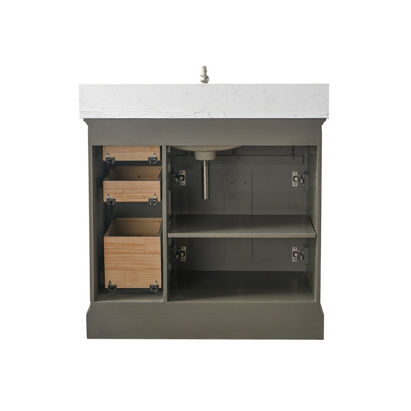 Thompson 36" W Single Bathroom Vanity, Silver Gray/Brushed Nickel