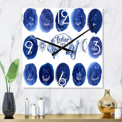 Collection d'astrologie sur fond bleu - Horloge murale moderne