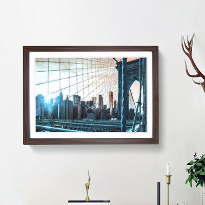 Brooklyn Bridge and New York Skyline - Picture Frame Painting Print