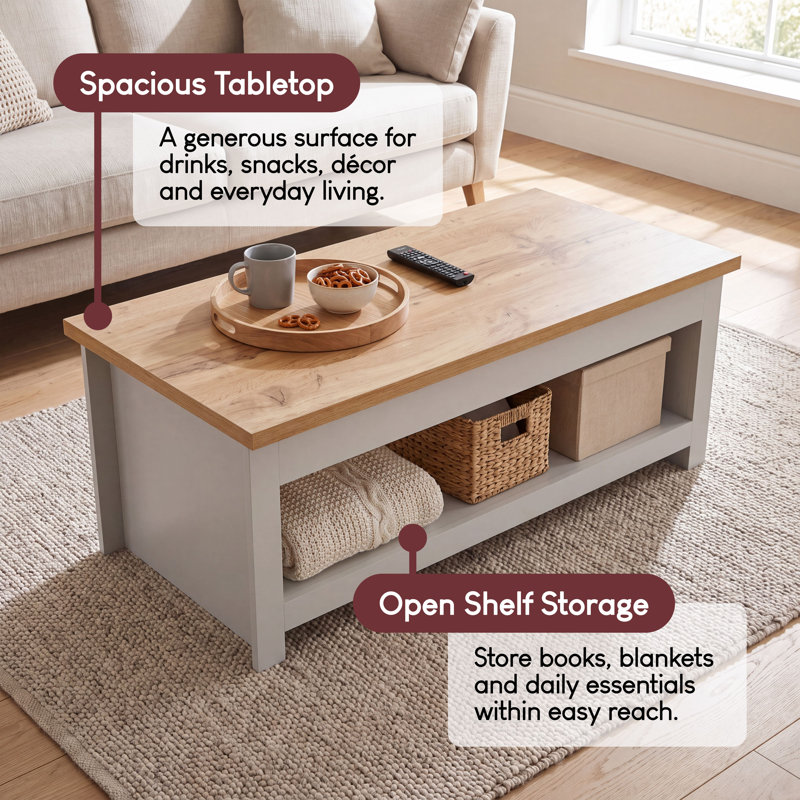 Beacsfield Sled Coffee Table with Storage, Grey