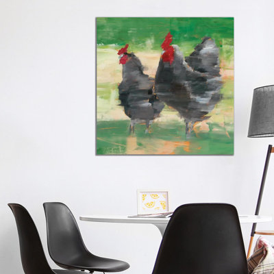 « Black Rooster & Hen II » par Ethan Harper, reproduction d’art