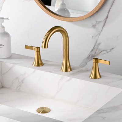 Robinet de meuble-lavabo à 2 poignées avec drain escamotable en métal Reesley