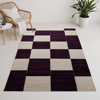 Tapis d'intérieur et d'extérieur à carreaux beige