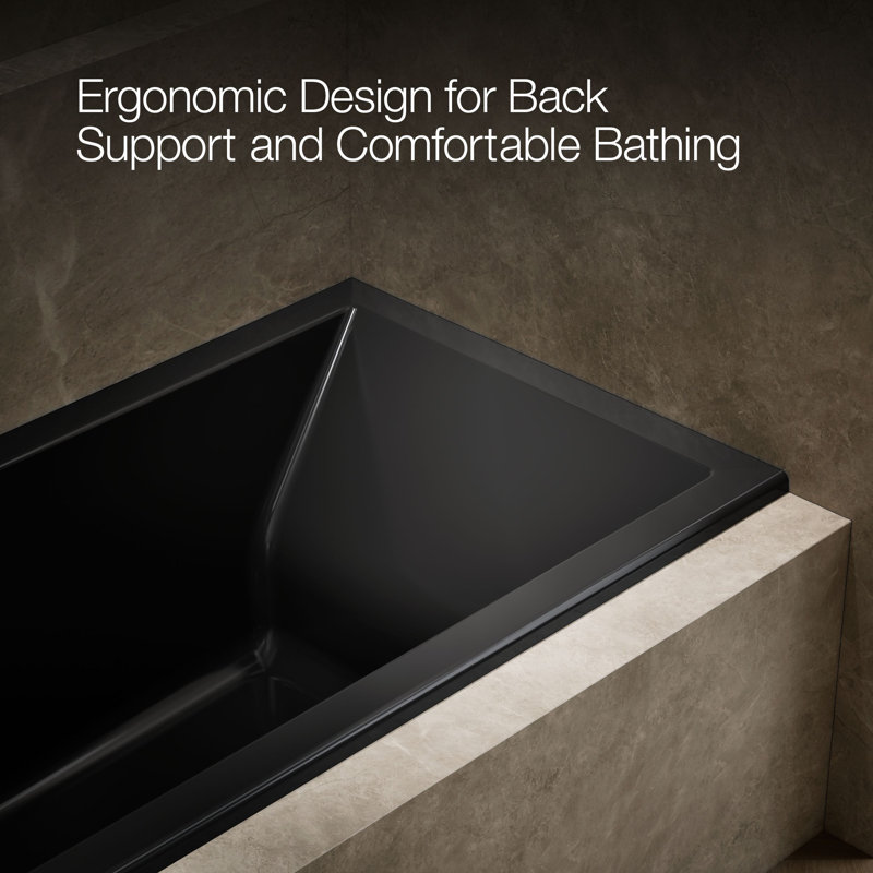 Underscore® 60" x 30" Soaking Bathtub, Black, Left