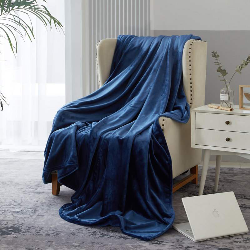 Oversized Navy Blue Fleece Full Blanket