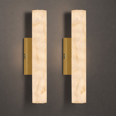 20" LED Wallchiere Dimmable Wall Sconce With Faux Alabaster Shade (Set of 2)